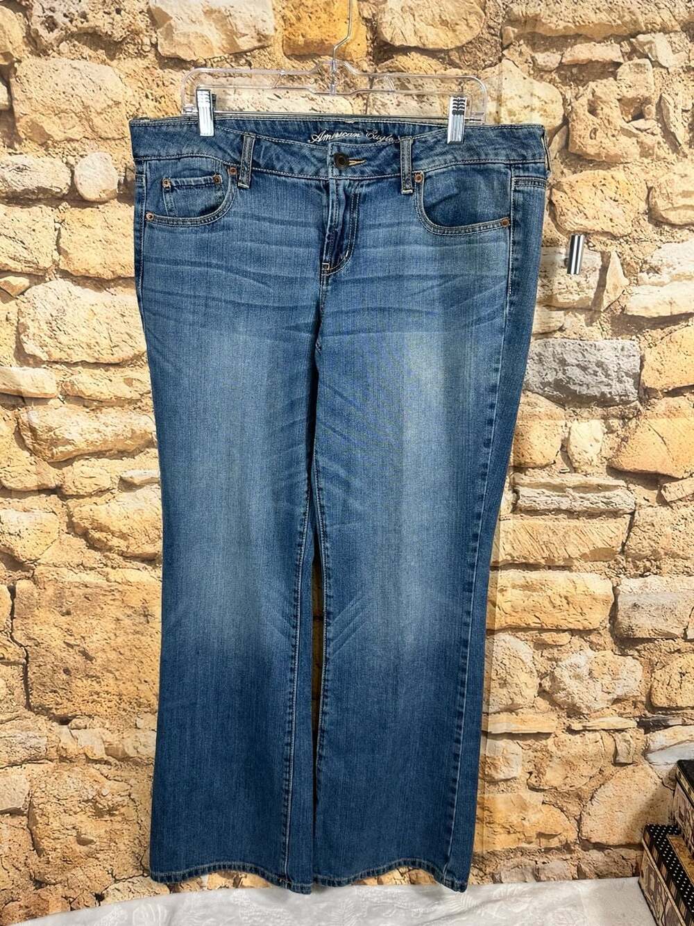 American Eagle Favorite Boyfriend Jeans Size 16 Long Blue Denim